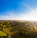 Aerial view, Vineyard Sunrise in autumn, Bordeaux Vineyard, France Royalty Free Stock Photo