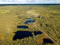 Aerial view of Viru bog in Estonia, showcasing the lush, vibrant trees in the area Royalty Free Stock Photo