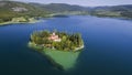 Aerial view of Visovac Island with the monastery on Krka