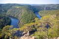 Aerial view of Vltava river horseshoe shape meander from Maj viewpoint, Czech Republic Royalty Free Stock Photo