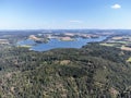 Aerial view of the Vogtland with the Poehl dam Royalty Free Stock Photo