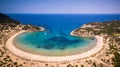 Aerial view of voidokilia beach, Messinia, Greece Royalty Free Stock Photo