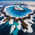 Aerial view of the volcano Crater Lake in Kamchatka. Royalty Free Stock Photo