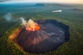aerial view of the volcanos caldera and lava lake