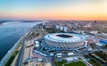 Aerial view of the Volgograd Arena on a bank of the Volga River. Russia