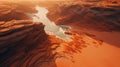 Aerial View Of Vray Traced Canyon And River