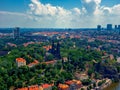 aerial view of Vysehrad church in Prague