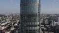 Aerial view of Vysotsky skyscraper in Ekaterinburg city in Russia. Stock footage. Flying towards the glass facade tall Royalty Free Stock Photo