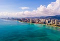 Aerial view of Waikiki Beach and Diamond Head Crater Royalty Free Stock Photo