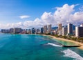 Aerial view of Waikiki Beach and Diamond Head Crater Royalty Free Stock Photo