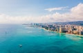 Aerial view of Waikiki Beach and Diamond Head Crater Royalty Free Stock Photo