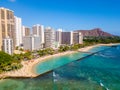 Aerial view of Waikiki Beach and Diamond Head Crater Royalty Free Stock Photo