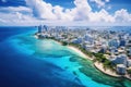 Aerial view of Waikiki Beach, Honolulu, Oahu, Hawaii, Aerial view of Male the capital of the Maldives, AI Generated Royalty Free Stock Photo