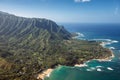 Aerial View of Wainiha area in Kauai HI Haena Beach, Tunnels Beach, Hanelei, Princeville