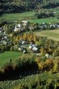 Aerial view of Waitsfield VT and the Mad River on Scenic Route 100 in Autumn Royalty Free Stock Photo