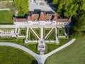 Aerial view of the Waldegg Castle Museum with a French garden