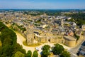 Aerial view of walled Breton town of Dinan, France