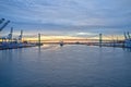 Aerial View of Walt Whitman Bridge and Delaware River Philadelphia Royalty Free Stock Photo