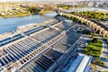 Aerial view of Wards Island Wastewater Treatment Plant in NY Royalty Free Stock Photo