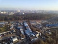 Aerial view of warehouse and garage area. Balashikha, Moscow region, Russia Royalty Free Stock Photo