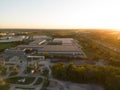 Aerial view of warehouse storages or industrial factory or logistics center from above. Aerial view of industrial buildings and Royalty Free Stock Photo