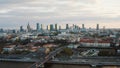 Aerial view of Warsaw, Capital city of Poland. City skyline with beautiful clouds Royalty Free Stock Photo