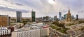 Panorama of Warsaw city center in Poland with Palace of culture and science.