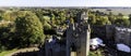 Aerial view of Warwick Castle - Caesar`s Tower in Warwick, Warwickshire, UK