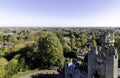 Aerial view of Warwick Castle - Caesar`s Tower in Warwick, Warwickshire, UK