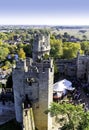 Aerial view of Warwick Castle - Caesar`s Tower in Warwick, Warwickshire, UK