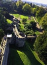 Aerial view of Warwick Castle - Caesar`s Tower in Warwick, Warwickshire, UK