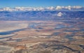 Aerial view of Wasatch Front Rocky Mountain landscapes on flight over Colorado and Utah during winter. Grand sweeping views near t