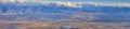 Aerial view of Wasatch Front Rocky Mountain landscapes on flight over Colorado and Utah during winter. Grand sweeping views near t