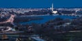Aerial view of Washington D.C. from Top of Town restaurant, Arlington, Virginia shows Lincoln & Washington Memorial and Royalty Free Stock Photo