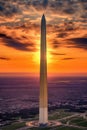 aerial view of the washington monument at sunset Royalty Free Stock Photo