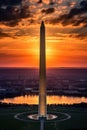 aerial view of the washington monument at sunset Royalty Free Stock Photo