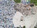 Aerial view waste dump, Waste from household in waste landfill disposal pile plastic garbage