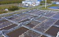 Aerial view of the wastewater treatment plant. Pumping station and drinking water supply Royalty Free Stock Photo