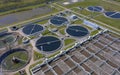 Aerial view of the wastewater treatment plant. Pumping station and drinking water supply Royalty Free Stock Photo