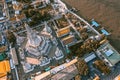 Aerial view of Wat Arun temple in Bangkok Thailand during lockdown covid quarantine Royalty Free Stock Photo