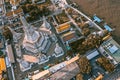 Aerial view of Wat Arun temple in Bangkok Thailand during lockdown covid quarantine Royalty Free Stock Photo