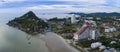 aerial view of wat khao tao temple at khhua hin beach prachuapkhirikhan southern of thailand