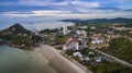 aerial view of wat khao tao temple at khhua hin beach prachuapkhirikhan southern of thailand