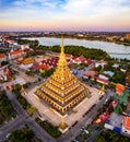 Aerial view of Wat Nong Waeng, also known as Phra Mahathat Kaen Nakhon, in Khon Kaen, Thailand