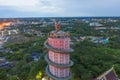 Aerial view of Wat Samphran or Chinese Dragon Temple in Sam Phran District in Nakhon Pathom province near Bangkok Urban City,