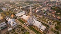 Aerial view of wat sothorn temple in chachengsao province easter