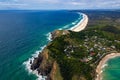 aerial view of Wategoes Beach at Byron Bay with lighthouse. The Photo was taken out of a Gyrocopter, Byron Bay, Queensland, Royalty Free Stock Photo