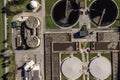 Aerial view of a water depuration plant along Tagus river, Lisbon, Portugal