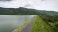 Aerial view of water reservior dam in thailand Royalty Free Stock Photo