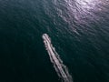 aerial view of the water scooter or personal watercraft or ski jet racing through the sea waves